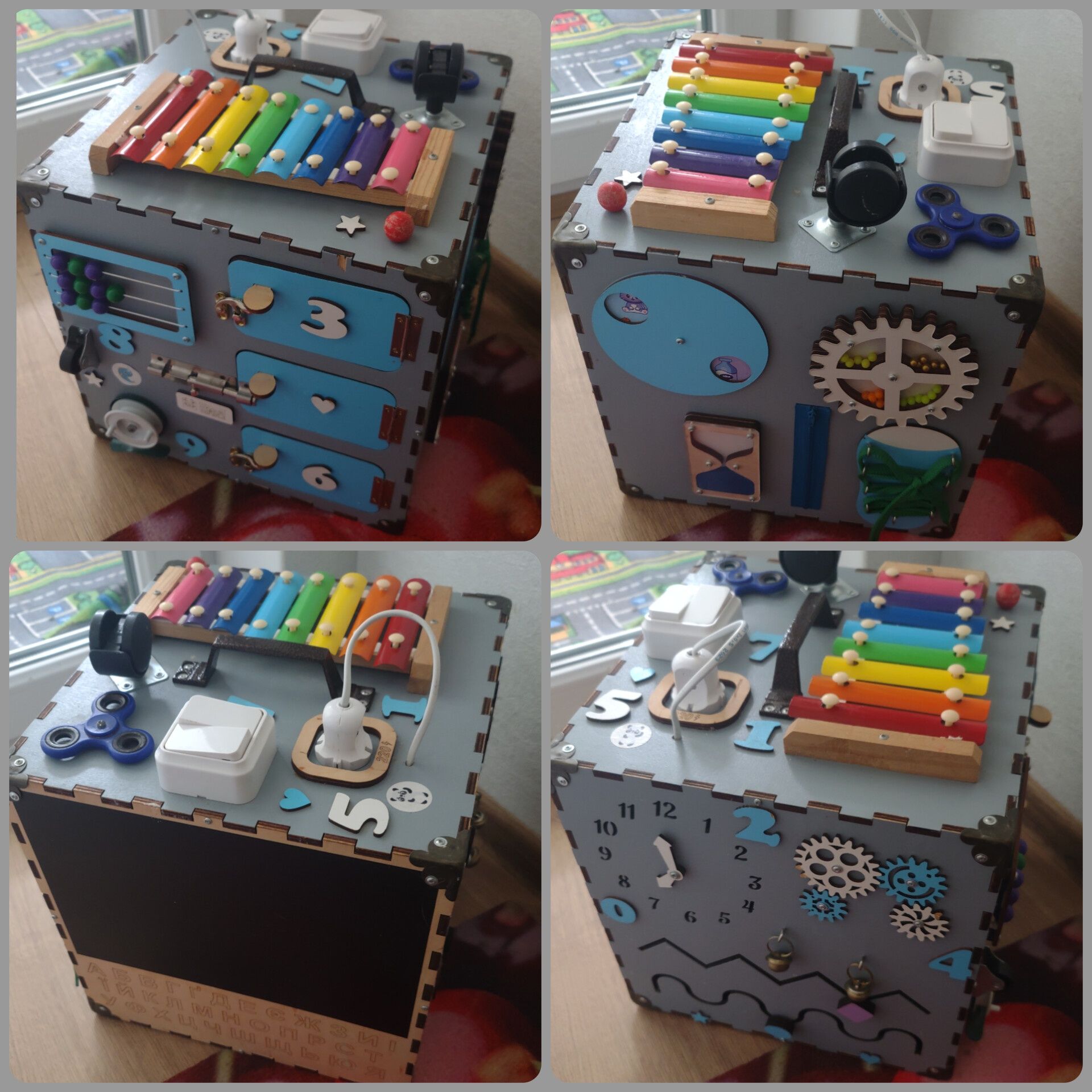 Бізікуб 30×30 сірого кольору