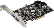Плата расширения, контроллер ASUS U3S6 PCIe, по два USB 3.0 и SATA6