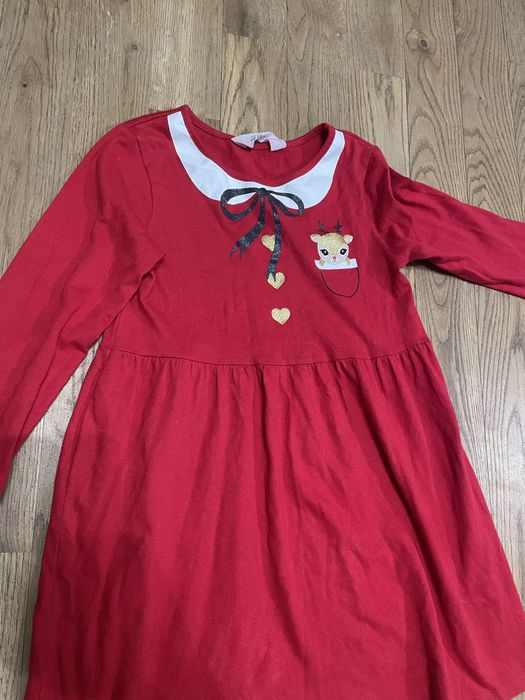 Sukienka świąteczna h&m na 116 cm czerwona