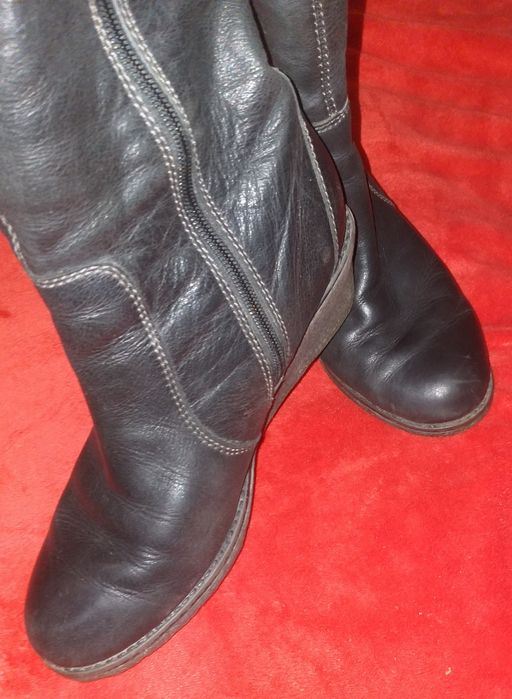 Шкіряні зимові чоботи 40 р. Єврозима. Нат. шкіра. Танкетка. Сапоги