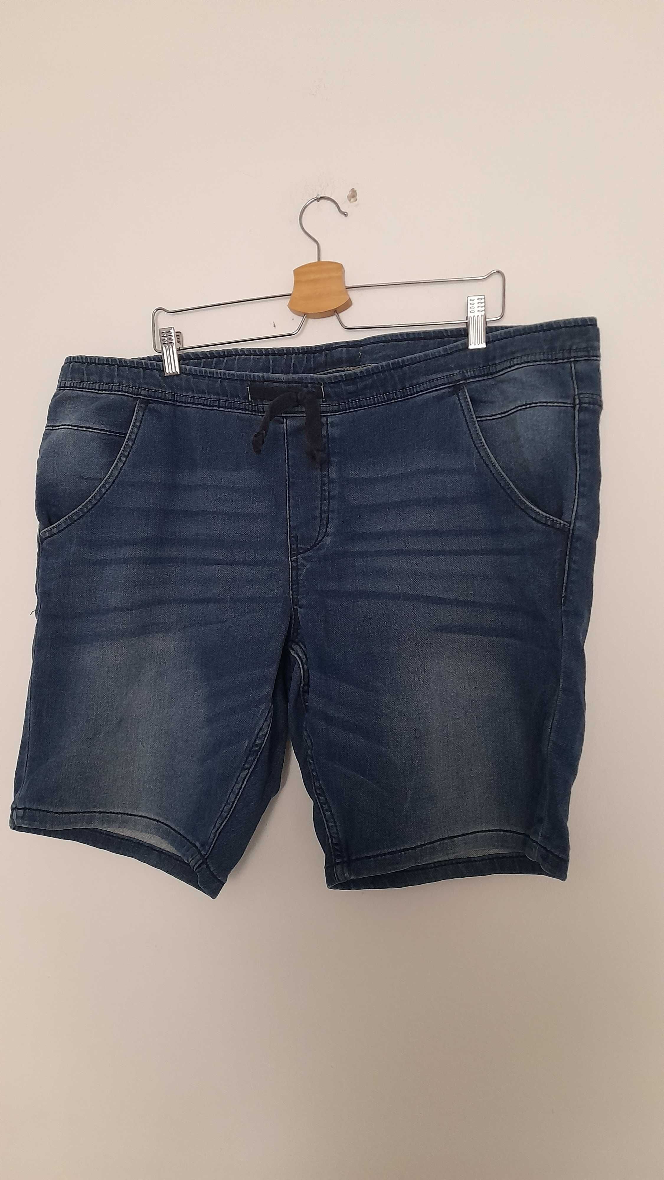 Niebieskie elastyczne spodenki męskie ala jeansowe bawełniane 52