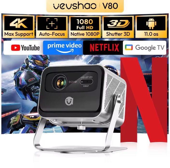 VEVSHAO V80 4K Projector Full HD1080P