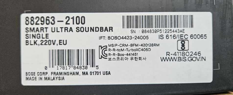 Nowy Soundbar BOSE Smart ULTRA Czarny Dolby Atmos