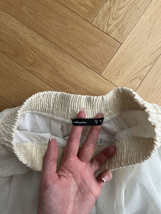 Spódniczka S stradivarius kremowa mini tiulowa rozkloszowana dziewczęc