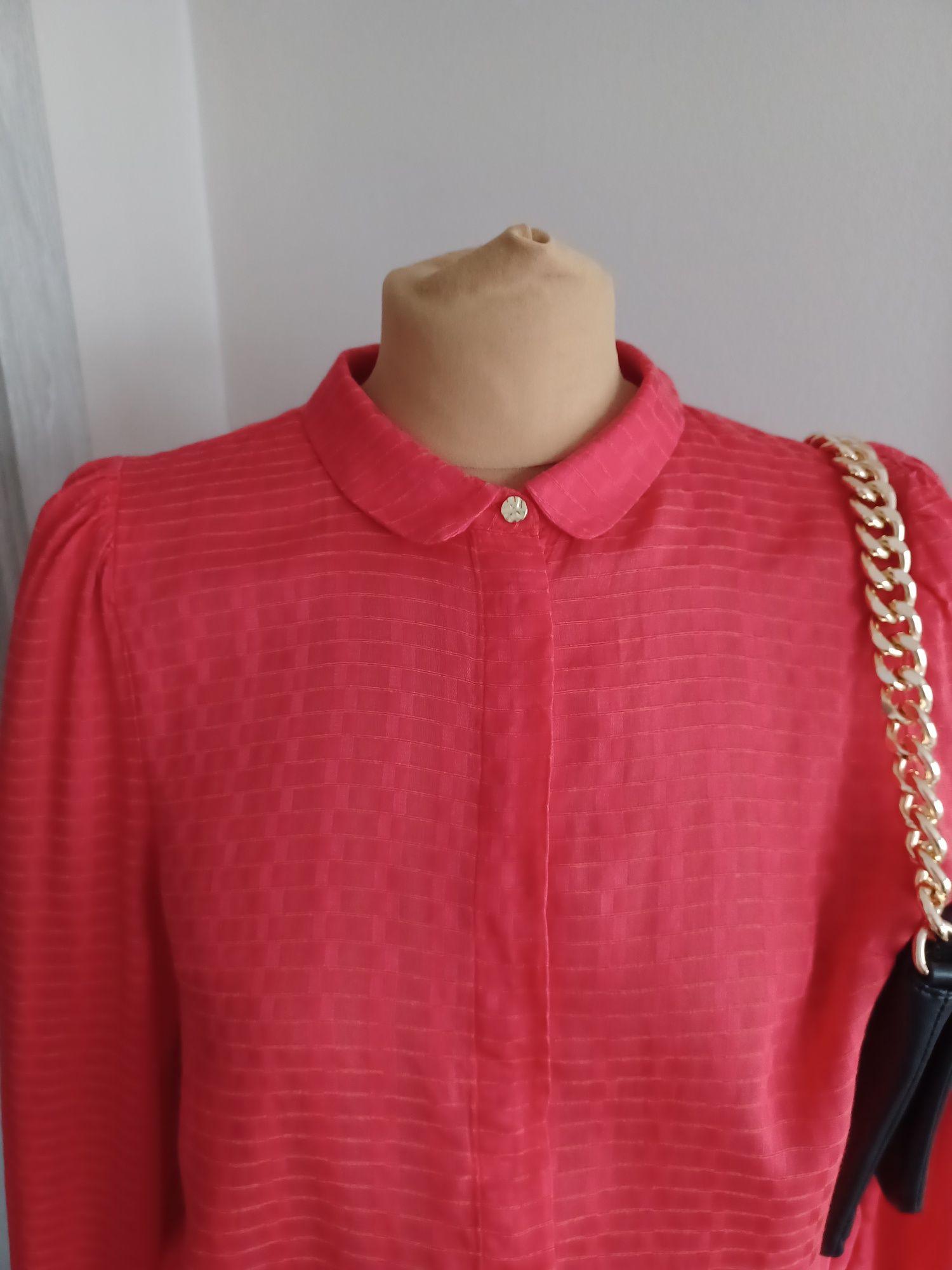Elegancka koszula damska w kolorze koralu nowa z metką rozm S/M