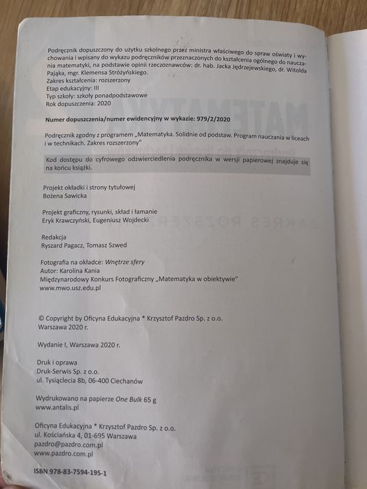 Matematyka 2 o.e.k. Pazdro zkr. Rozszerzony podrecznik i zbior zadań