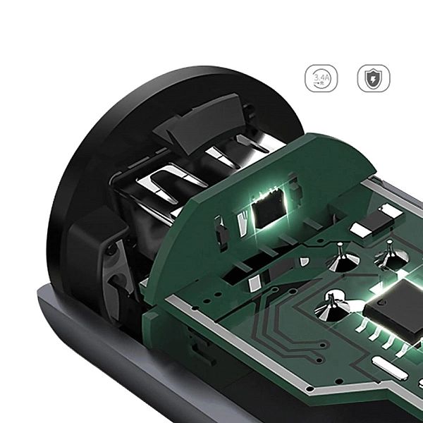 Ładowarka samochodowa 2x Usb 3.1a szary