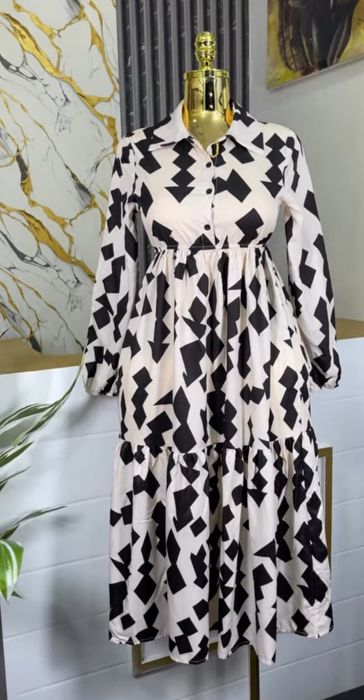 Sukienka długa midi shein Teen długa wzorzysta dla dziewczynki