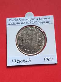 Moneta PRL 10 zł 1964 Kazimierz Wielki wypukły