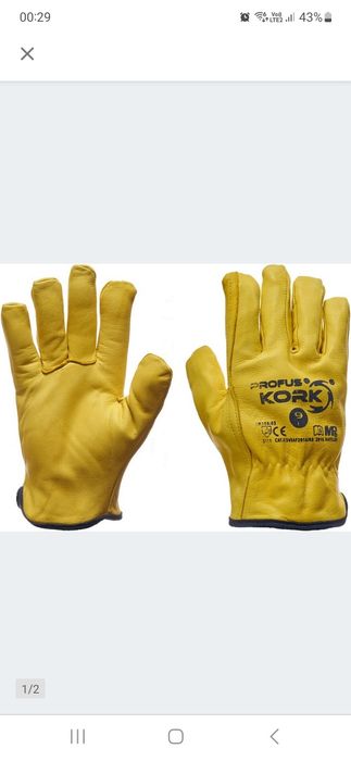 Rekawice robocze mocne skórzane ocieplane  Kork rpz 11