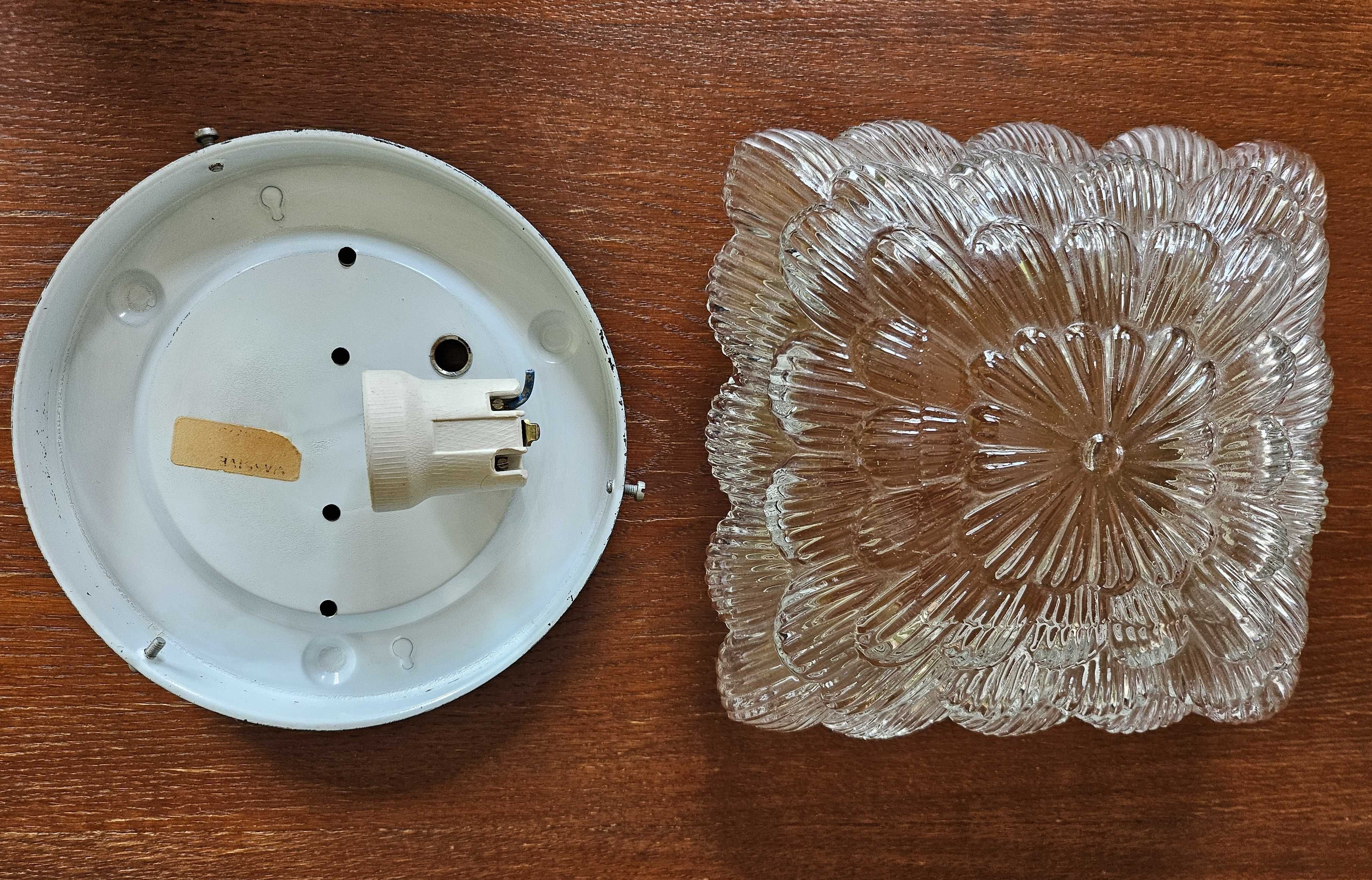 PIĘKNY Plafon lampa lata 60- 70 szkło prasowane, klosz lampa kinkiet