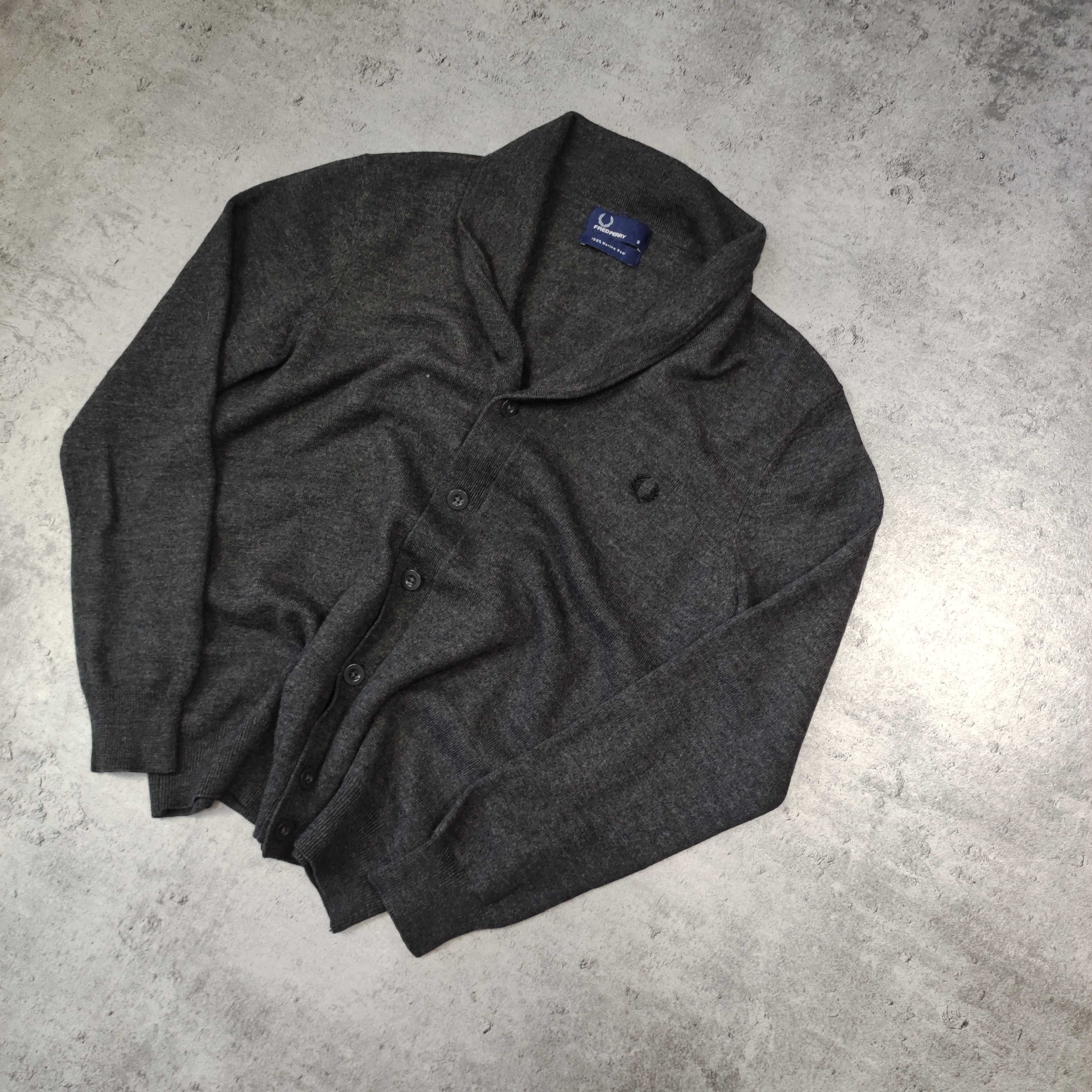 MĘSKI Sweter Elegancki Sweterek Kardigan Lekki MERINO Wełna Fred Perry
