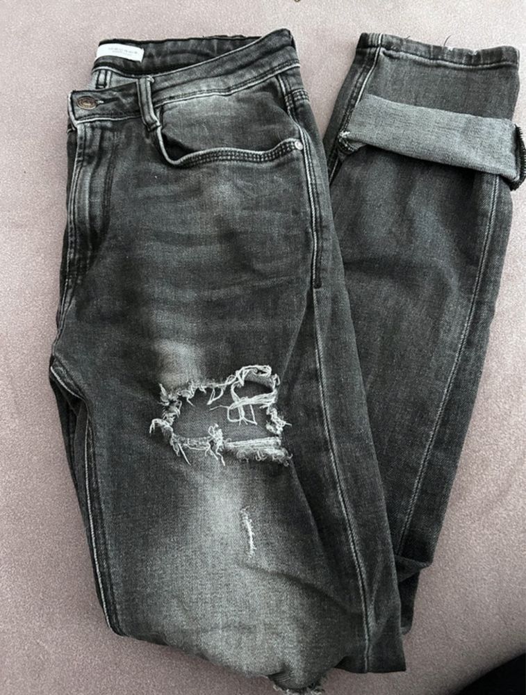 Spodnie Zara M 38 szare z przetarciami