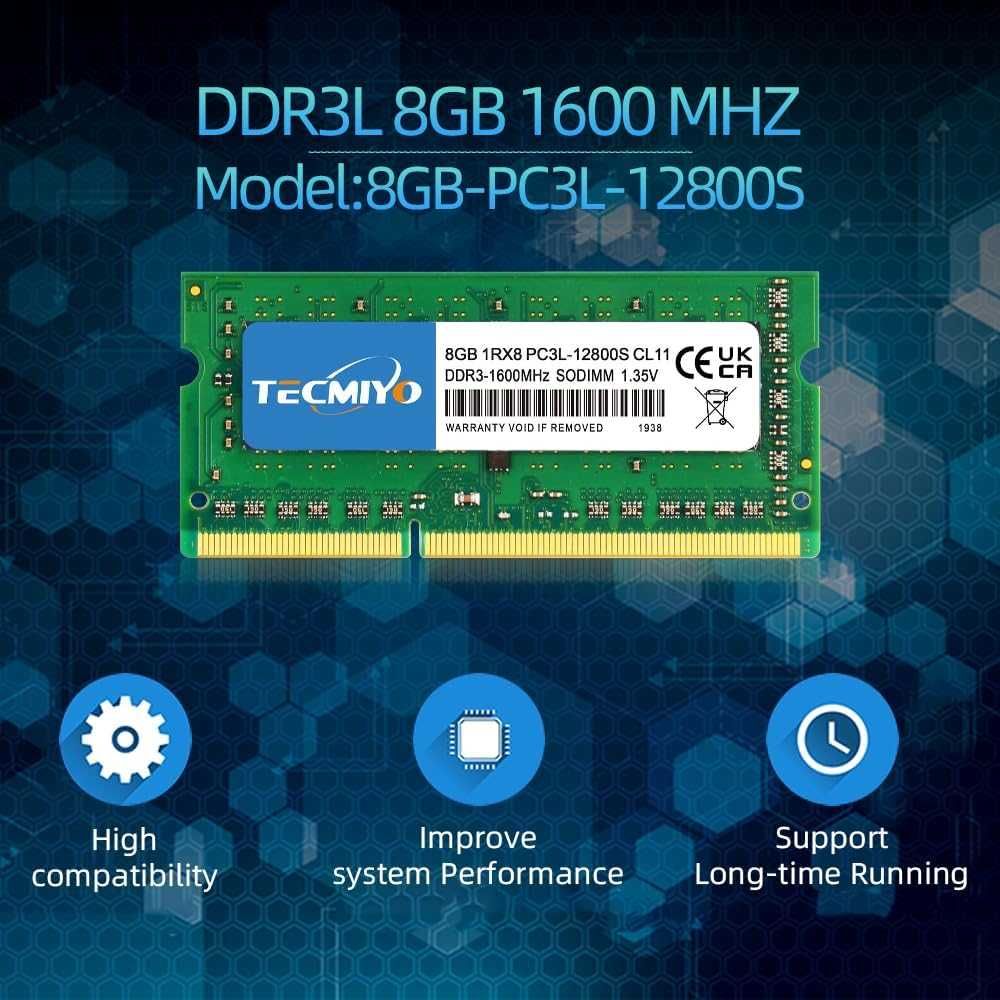 Pamięć RAM 1RX8 PC3L 12800S 8 GB DDR3 1600 RAM TECMIYO