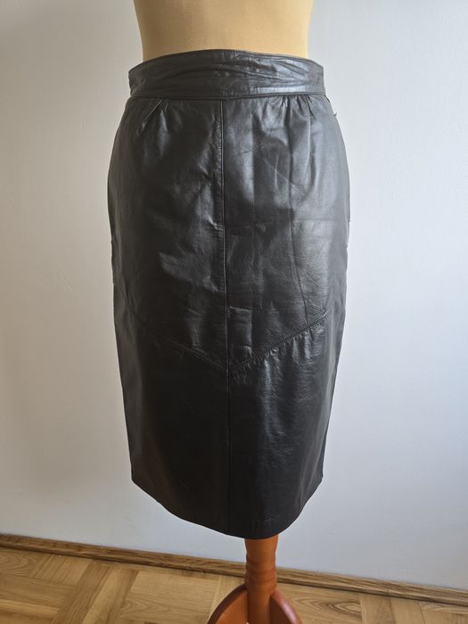 Czarna ołówkowa skórzana spódnica rozm. 40 #naczasie