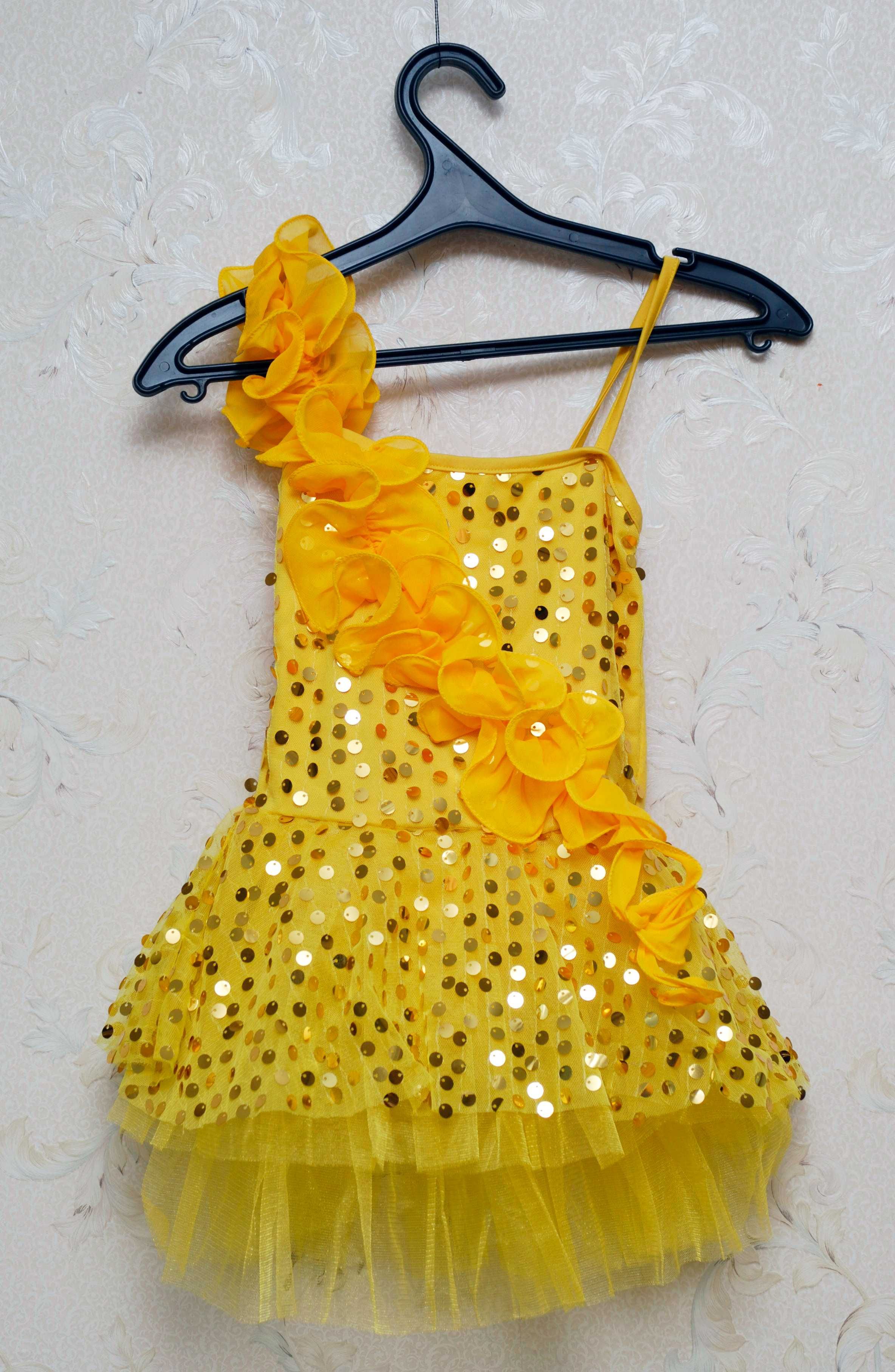 Бальне плаття для дівчинки, жовтий колір. Плаття для бальних танців...