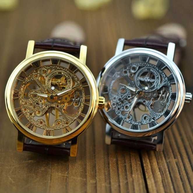 Механічний чоловічий класичний годинник мужские часы  Winner Skeleton