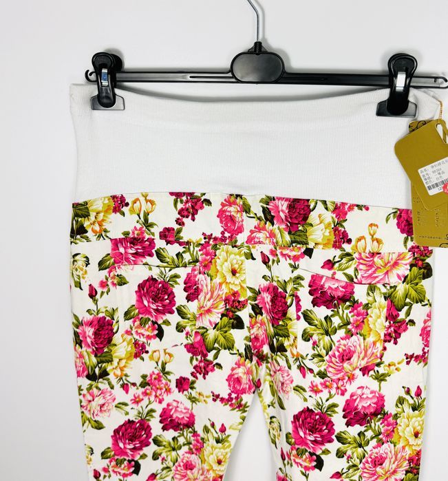 Ciążowe spodnie kwiatowe over-bump XL 42