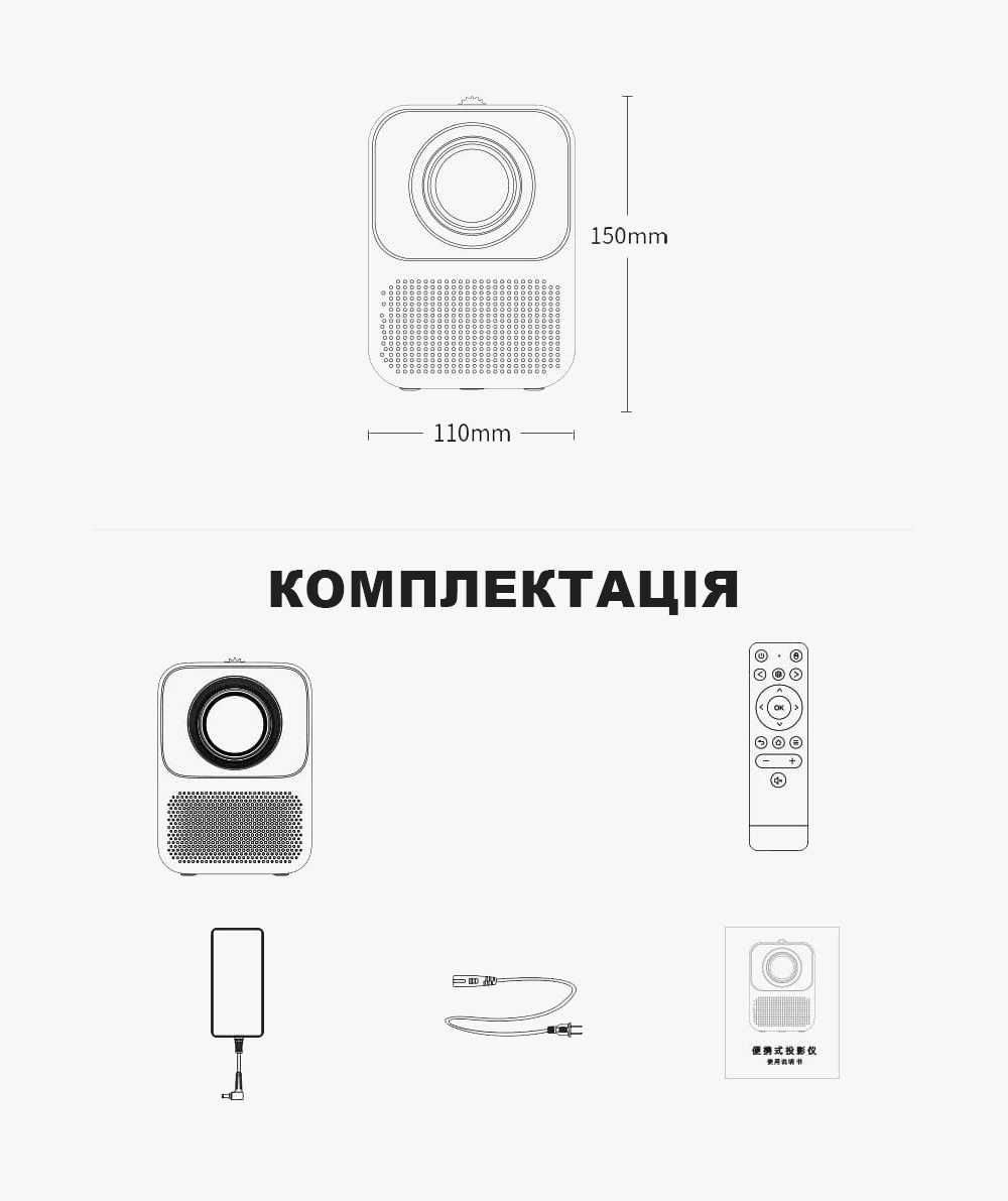 LED Full HD проектор Xiaomi Wanbo T2 Max New (White) (*У наявності*)