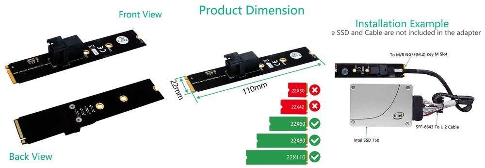 Кабель переходник miniSAS 36p SFF-8087 SFF-8643 на SATA SFF-8482 и M.2