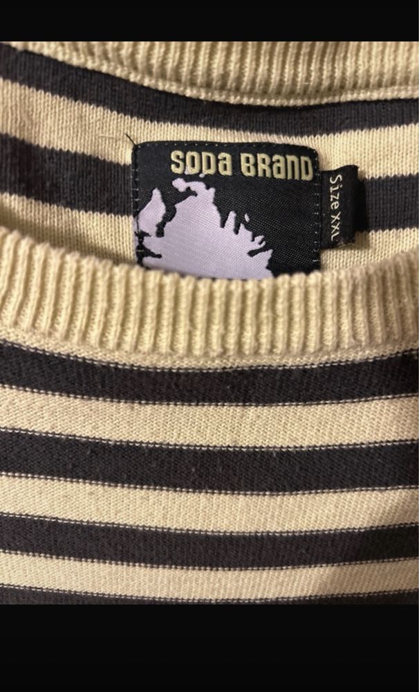Soda Brand sweter pulower dzianinowy w paski meski półgolf XXL