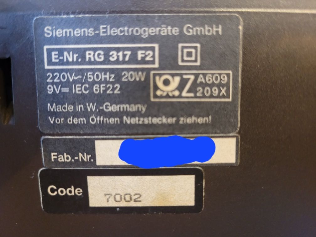 Siemens stare radio RG 317 z alarmem
