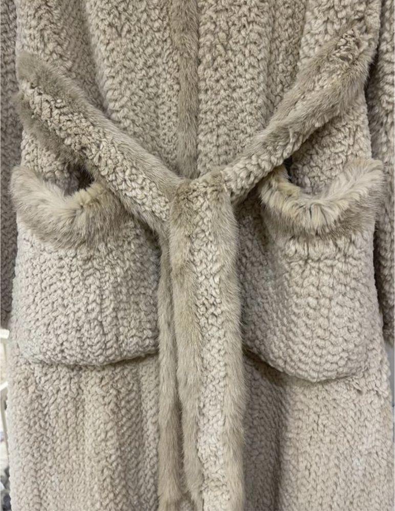 Пальто шубка натуральная вязанная норка 42-44