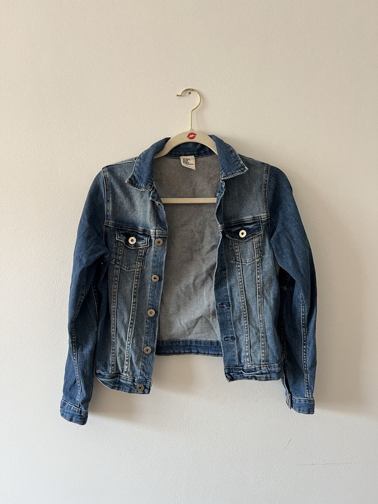 Katana dżinsowa jeansowa kurtka niebieska 152 cm 11-12 H&M XS 34