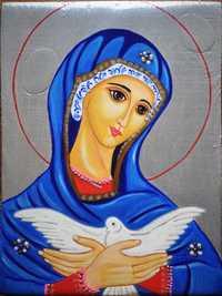 Matka Boska z gołębicą - obraz malowany na desce