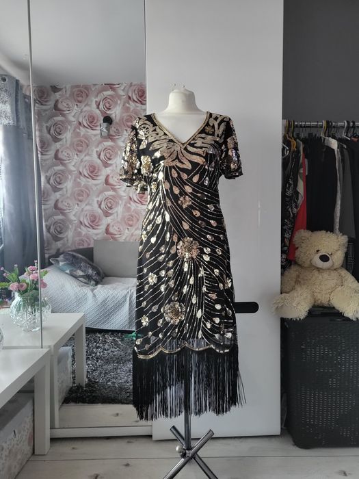 Cekinowa sukienka, lata 20, retro, Gatsby  44-46
