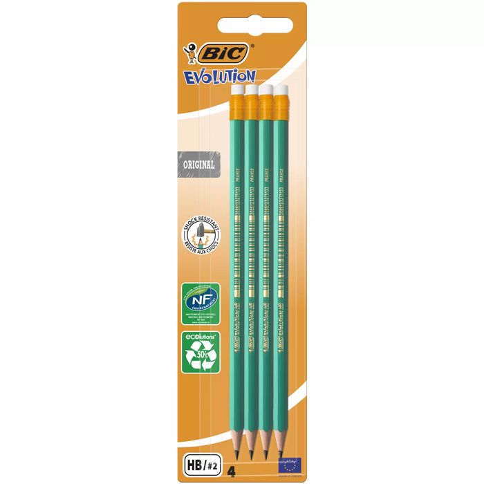 Ołówek Evolution Eco z gumką (4 sztuki). BIC. Nowy Produkt