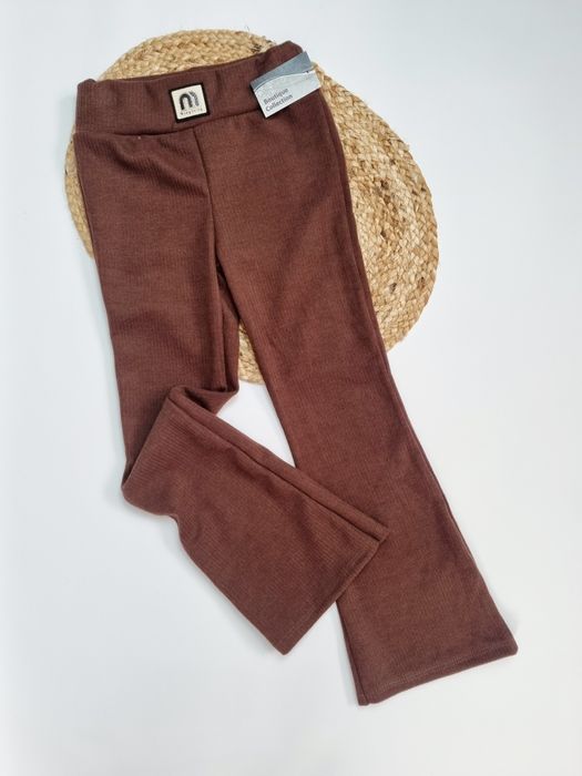 Legginsy dzwony dla dziewczynki prazek kolor brąz 14 lat