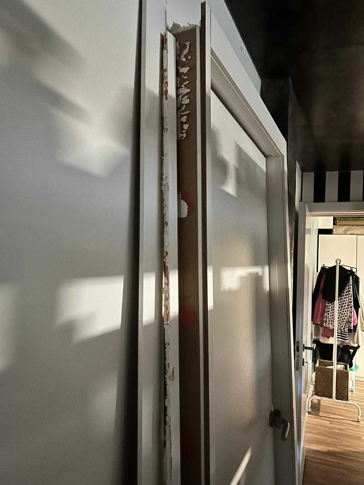 Porta de interior em madeira com os respetivos aros