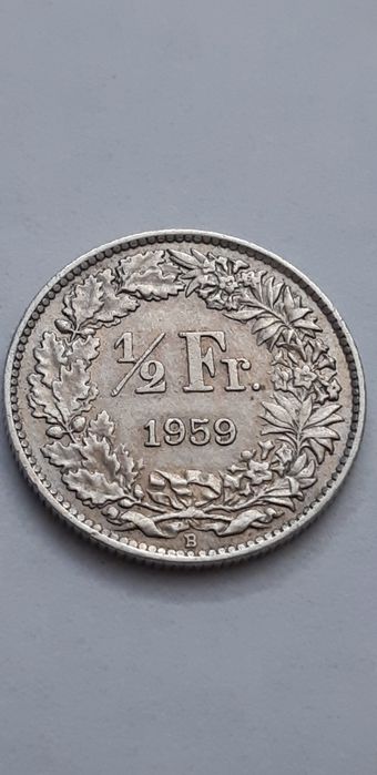 Szwajcaria 1/2 franka 1959 rok - srebro - real foto