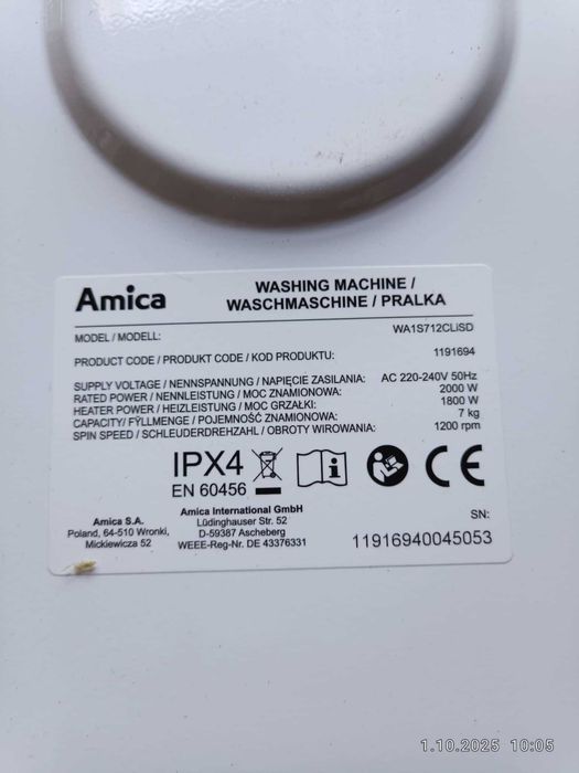 Pralka automatyczna Amica 7 kg