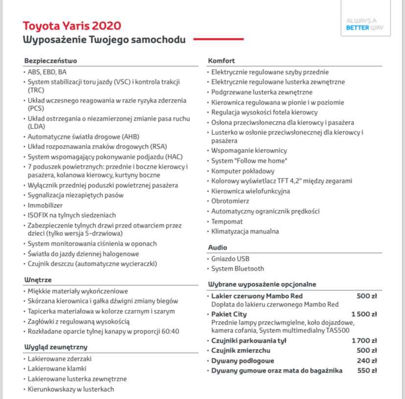 Toyota Yaris Premium rok prod. 2020  1,5 dual (111KM)