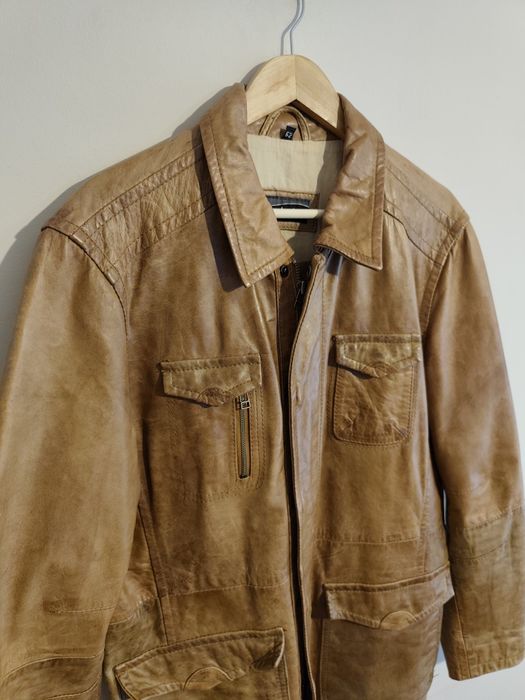Kurtka skórzana camel Vintage HEINE