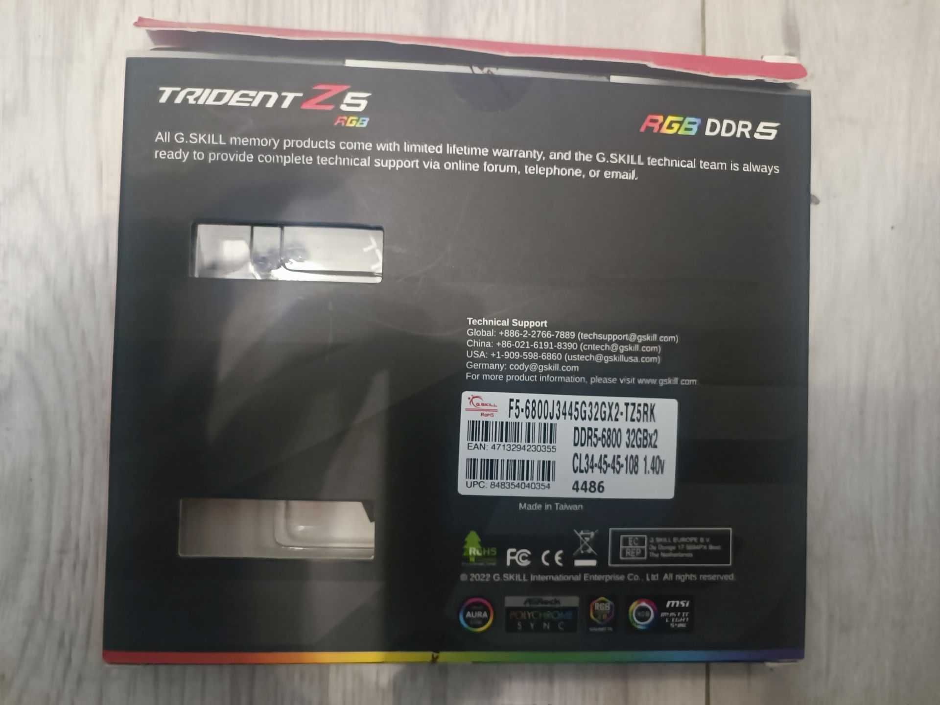 Pamięć RAM G.Skill Trident Z5 RGB DDR5 64GB (2 x 32GB) 6800 CL34