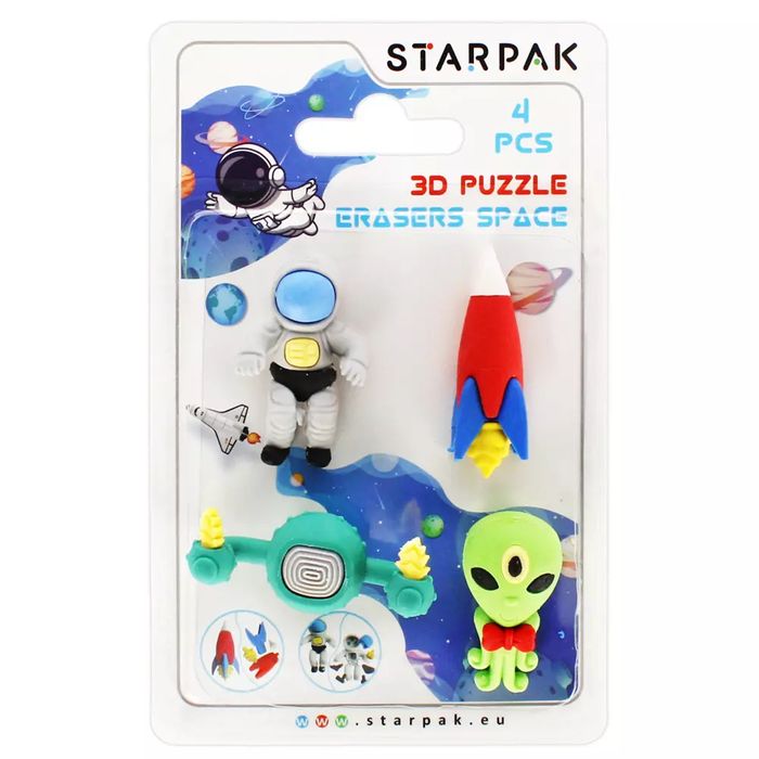 Gumka do mazania 3d Puzzle Space Op. 4 szt. Starpak 505320. Starpak