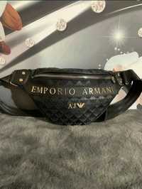 Nerka saszetka Emporio Armani unisex czarna monogram