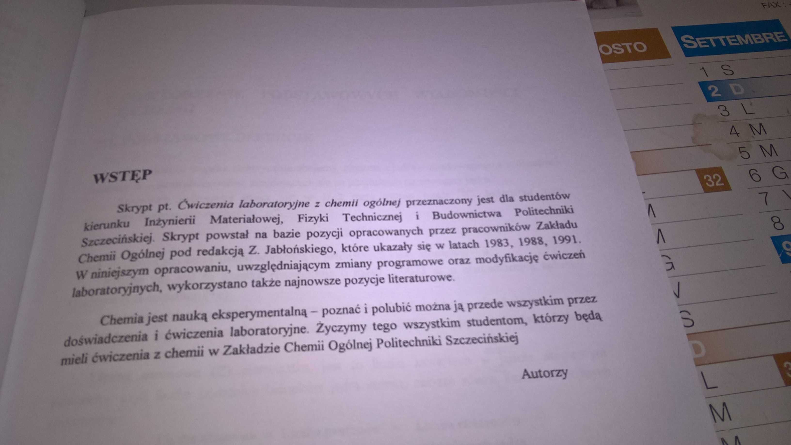 Ćwiczenia laboratoryjne z chemii ogólnej
E. Jagodzińska, Dziembowska