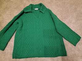 Sweter Mango zielony oversize warkocze rozmiar S