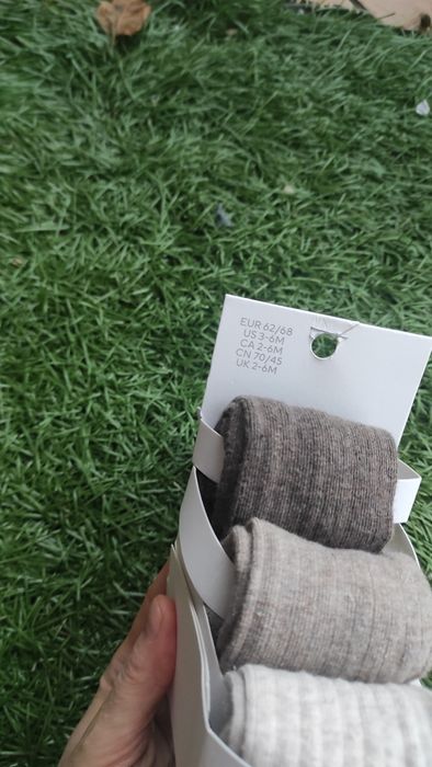 H&M nowe Rajstopy beżowe dla niemowlaka bawełna 62/68