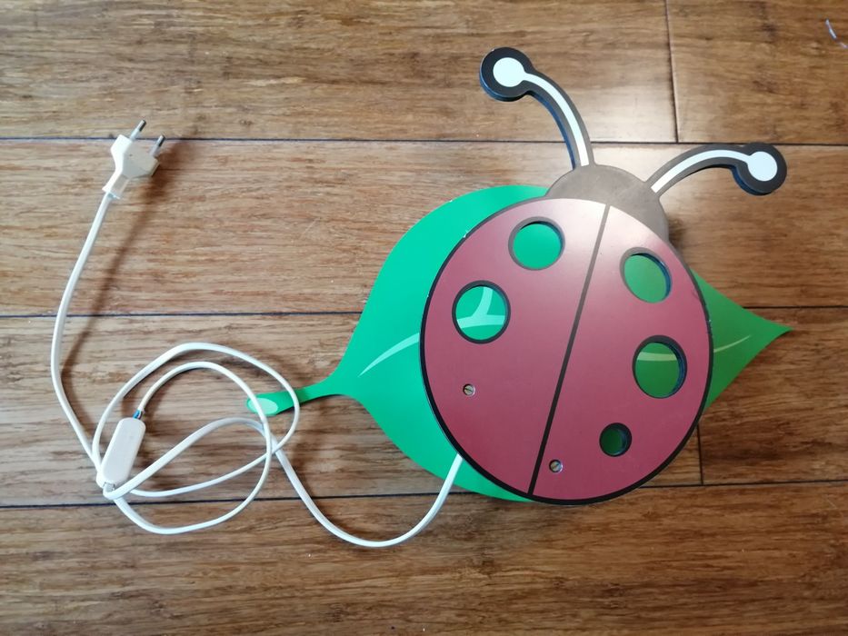 Kinkiet lampka lampa dziecięcy biedronka na liściu