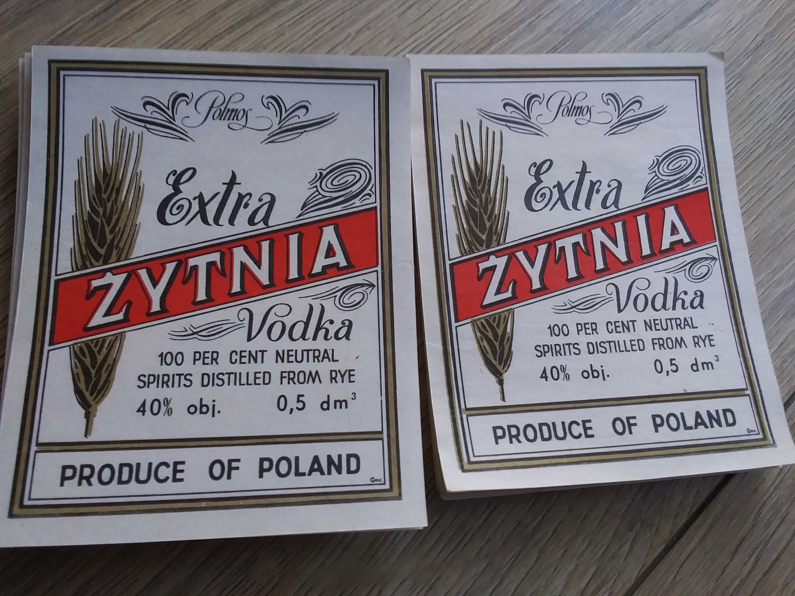 Stare etykiety Wódka Żytnia Polmos Zielona Góra etykieta PRL naklejki