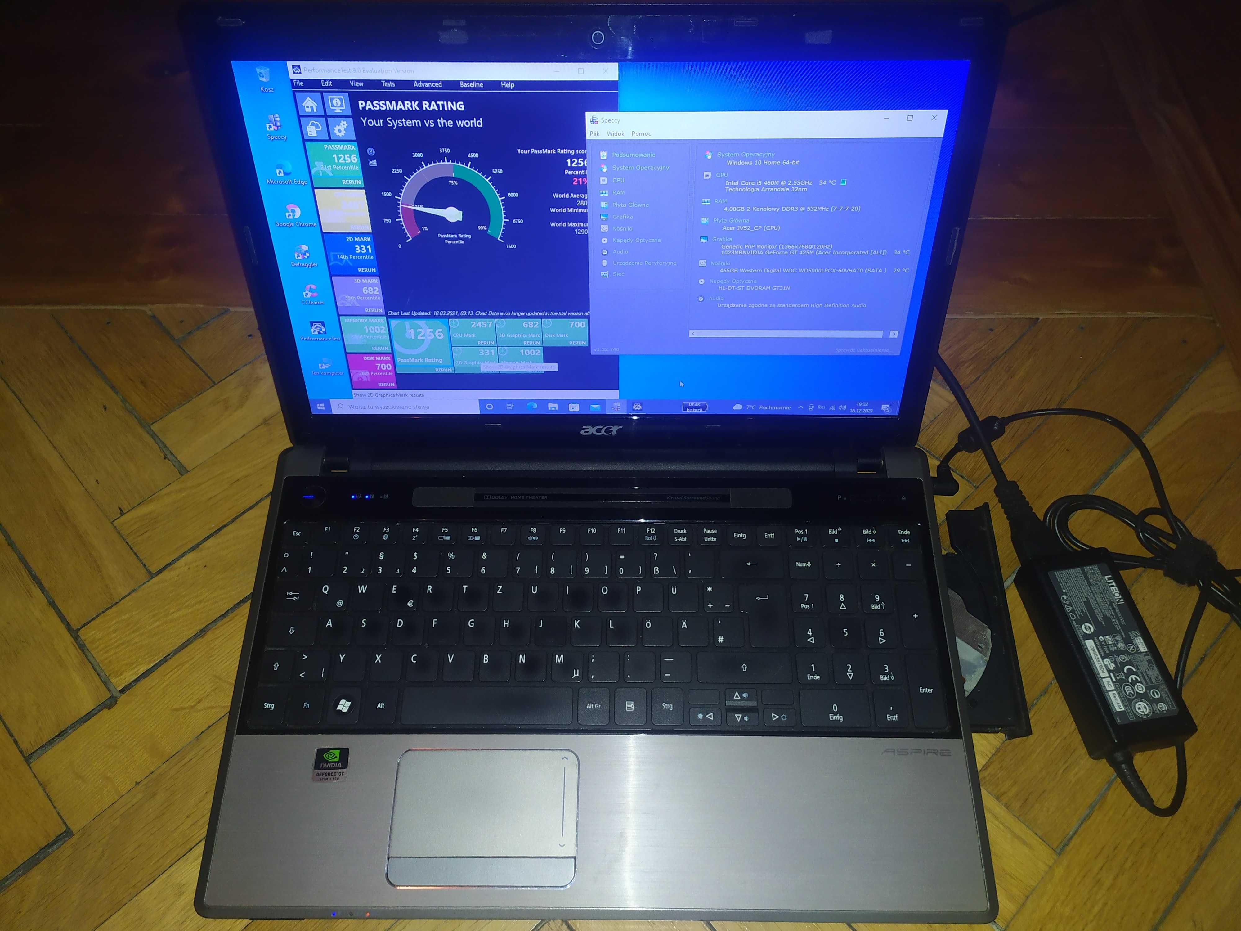 Laptop 15 Acer Aspire 5745D Intel i5 NVidia Geforce Win7 10 HDMI SSD