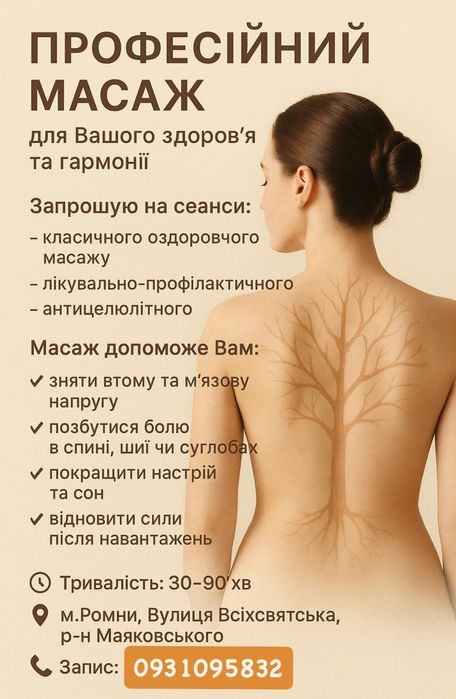 Масаж спини, оздоровчий. Корекція холки.