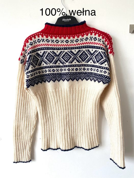 Wełniany sweter norweskie wzory lopapeysa handmade wool