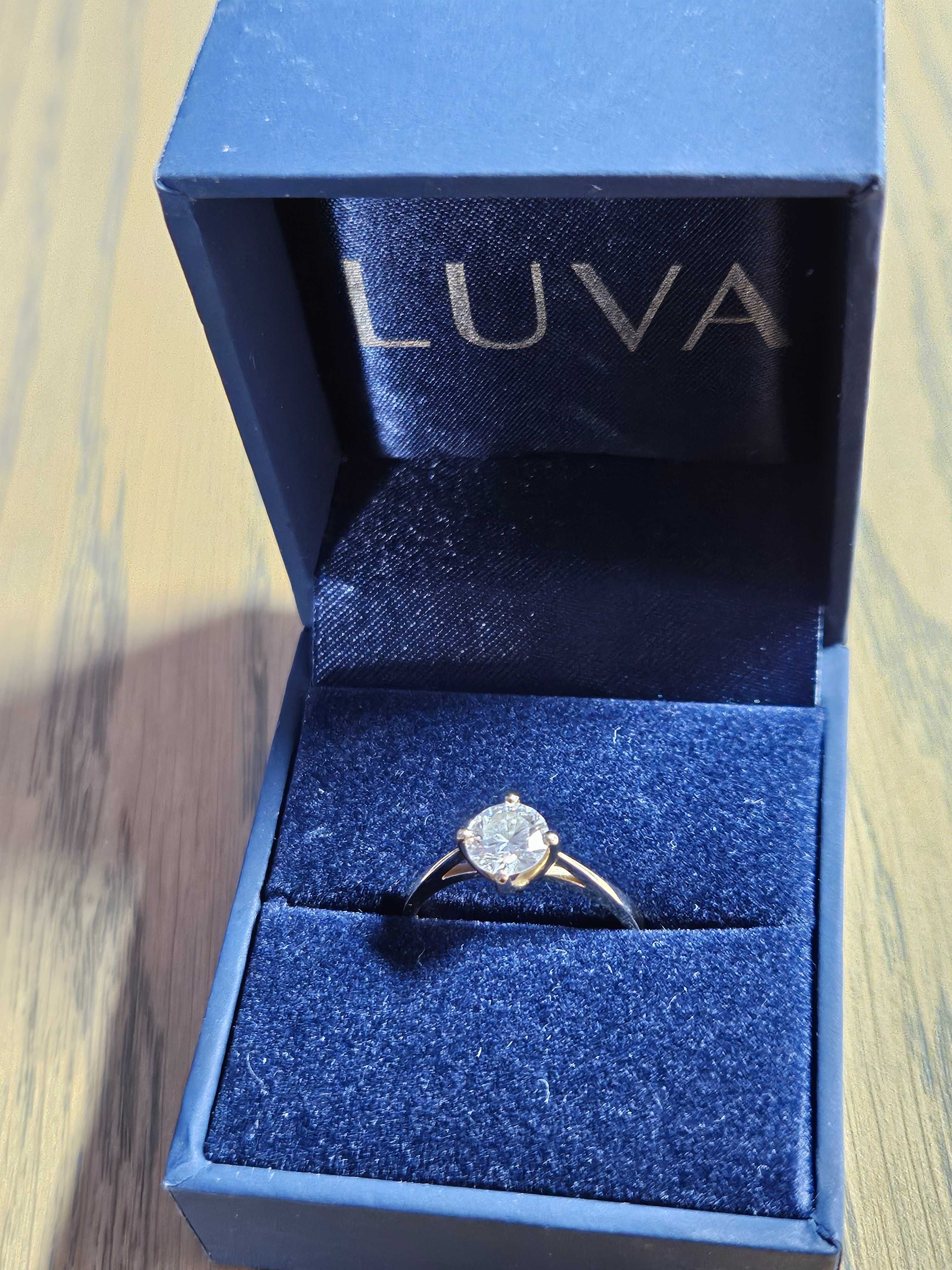 Pierścionek złoty próba 585 z diamentem 0,79 ct, certyfikat HRD