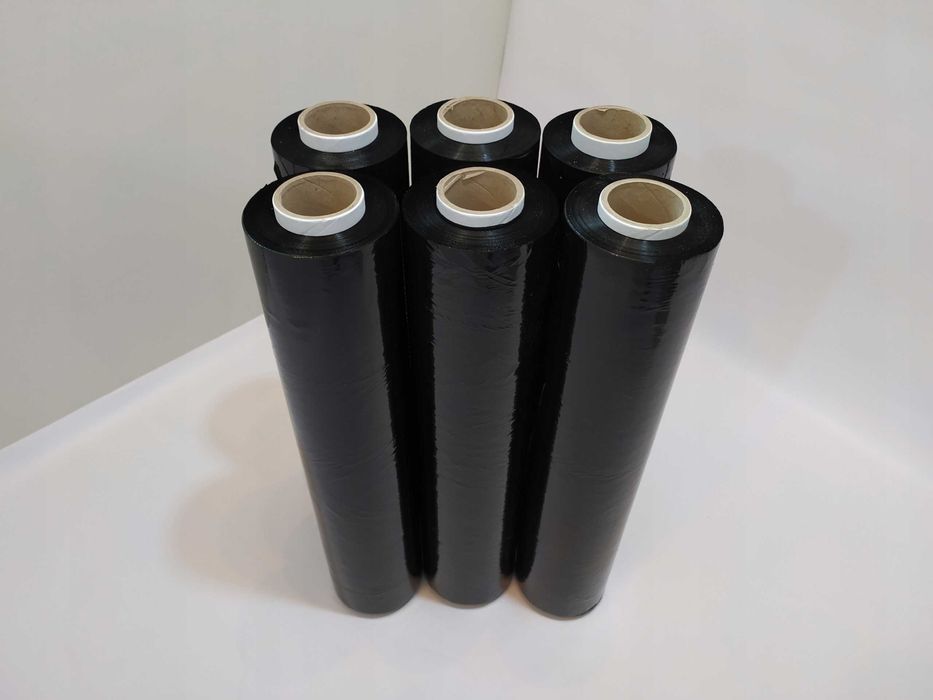 Folia stretch czarna 2,5 kg netto rolki 3.1kg